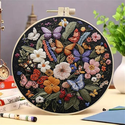 Huacan Embroidery Kit for Beginners Adults Includes Stamped Flowers Butterfly Pattern, Hoop, Color Threads,Tools,Easy to Follow Instruction - Image 5