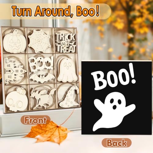 WOHOHOHO 45PCS 10 Designs Halloween Unfinished Paintable Blank with Tray - Image 3