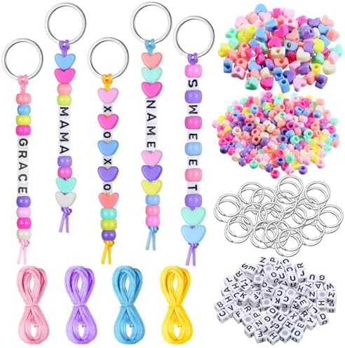 Landical 564 Pcs DIY Bead Keychain Kit Name Beads Craft Heart Bag Charm Set by Landical