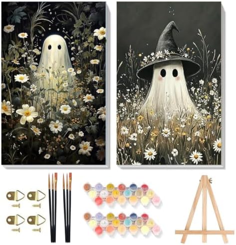SUJINMEI 2 Pack Halloween Paint by Numbers Kit for Adults (Ghost, 8x12inch) by Unknown