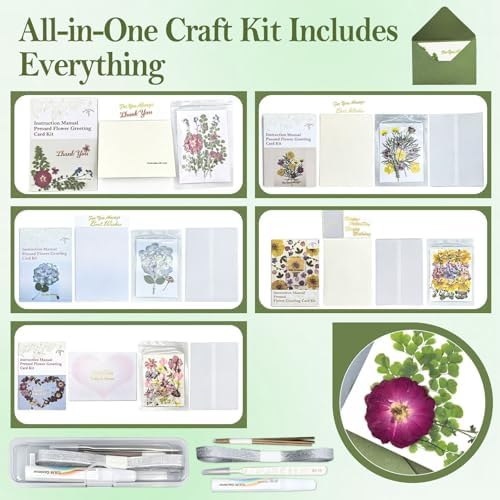 CuLitt Gardener Designer DIY Natural Flower Greeting Card Making Kit, 5 Blank Cards with Preserved Dried Flowers & All Supplies for Birthday, Mother's Day, Wedding, Thank You & Holiday Gifting - Image 3
