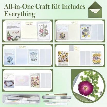 CuLitt Gardener Designer DIY Natural Flower Greeting Card Making Kit, 5 Blank Cards with Preserved Dried Flowers & All Supplies for Birthday, Mother's Day, Wedding, Thank You & Holiday Gifting - Image 3