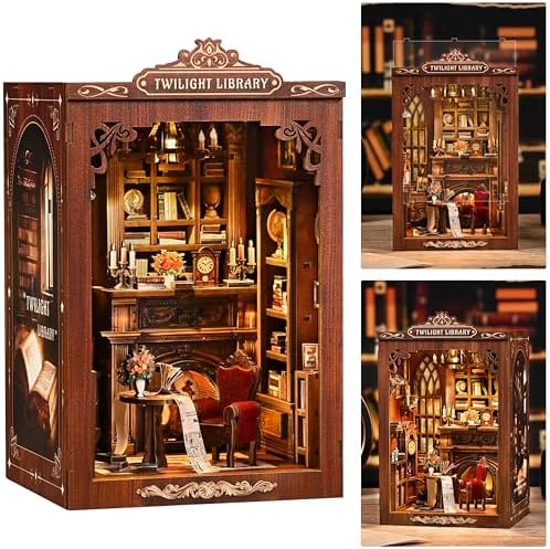 ISSEVE Book Nook Kit, Library Booknook Kits Dollhouse Bookshelf Decoration - Image 2