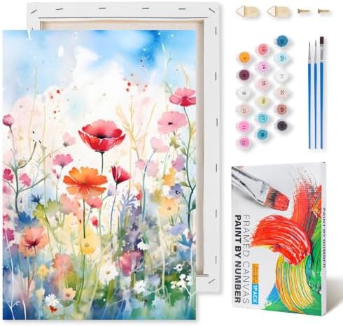 Kalonyth Flowers Framed Paint by Numbers Kit for Adults Beginner 8x12 inch by Kalonyth