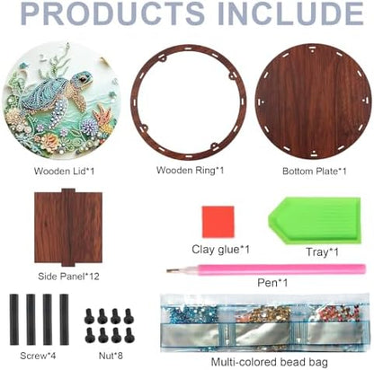 DIY Diamond Painting Fruit Bowl Storage Box, Turtle Decorated Tray Diamond Painting Craft Set, for organising Desk Items, a Versatile and Creative Handmade Gift - Image 3