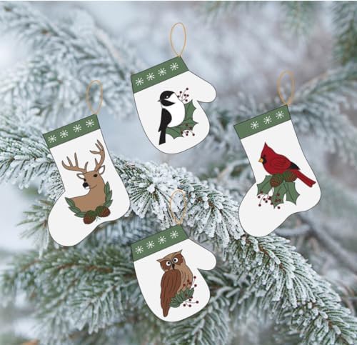 Rachel's of Greenfield White Pine Ornament Kit, DIY Christmas Crafts, Wool Felt Kit for Adults, Tree and Giftcards, 4" x 4.5" by RachelsofGreenfield
