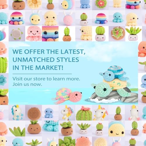 Crochetta Crochet Kit for Beginners, Beginner Crochet Kit for Adults with Step-by-Step Video Tutorials, DIY Crochet Animal Kits Knitting Supplies, 3 Pack Turtle (40%+ Yarn) - Image 6