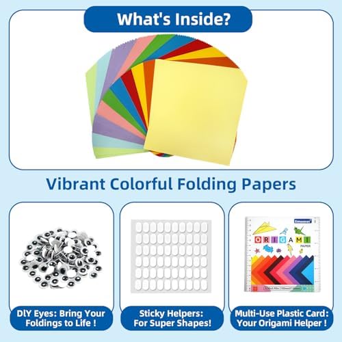 Origami Paper 6x6 Inch, Double Sided Color, 220 Sheets, 20 Fun & Distinct Colors, Child-Friendly, with DIY Accessory Kit for Hands-on Art and Craft Projects - Image 4