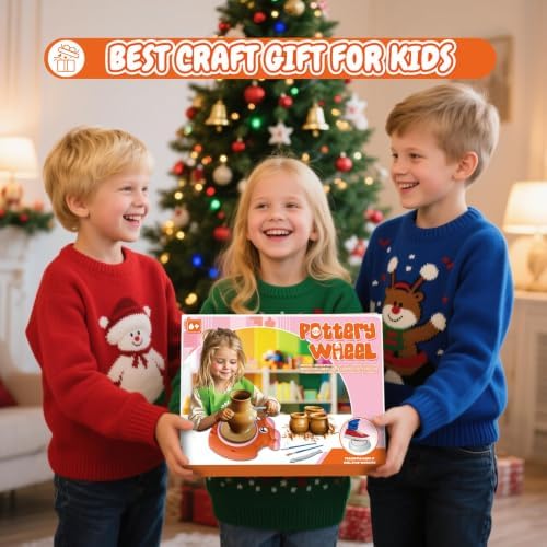 Innofans Pottery Wheel for Kids - Complete Pottery Tools Kit for Beginners, Arts and Crafts for Kids Ages 8-12 with 3 Pack Air Dry Clay, Mini Clay Making Pottery Wheel with Foot Pedal (Octopus) - Image 7