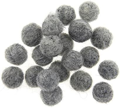 Needle Felt Balls Pure Wool Beads Dry Felted Balls 15mm Handmade DIY Crafts 20pcs (Light Grey) by Zasy