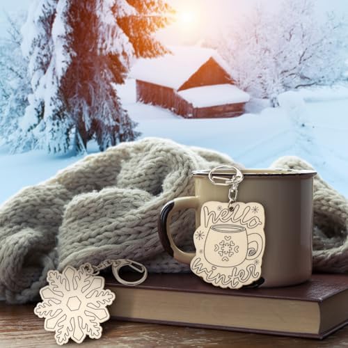 RattanView 24 Pcs Winter Snow Craft Keychains DIY Keychain, 12 Styles - Image 5