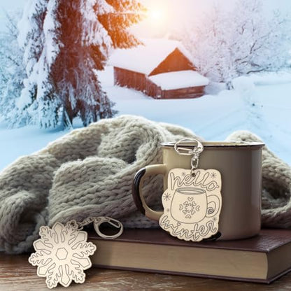 RattanView 24 Pcs Winter Snow Craft Keychains DIY Keychain, 12 Styles - Image 5