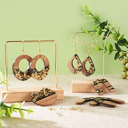 Cheriswelry DIY Dangle Earring Making Kits with 10pcs Resin Waxed Walnut Wood Pendants Charms & 20pcs Earring Hooks & 40pcs Jump Rings Teardrop Flat Round Pendants for DIY Earring Making - Image 6