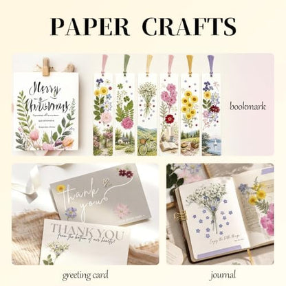 95PCS Real Natural Dried Pressed Flowers and Leaves Craft Kit with 20 Self-Adhesive Bookmarks, Tweezers & Glue Pen for Resin, Scrapbooking & DIY Crafts - Image 3