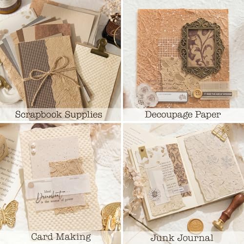 30 Pcs Handmade A5 Textured Scrapbook Paper and Mesh, Junk Journal Supplies - Image 5