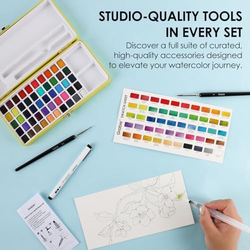 Grabie Set of 50 Color Watercolor Paint Set with Brush Pens - Image 4