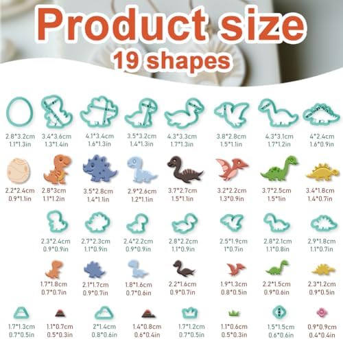 beinkmake 19Pcs Jurassic Dinosaur Polymer Clay Cutters Clay Earrings Cutter - Image 2