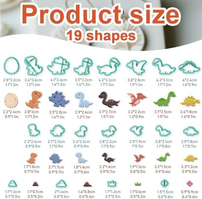 beinkmake 19Pcs Jurassic Dinosaur Polymer Clay Cutters Clay Earrings Cutter - Image 2