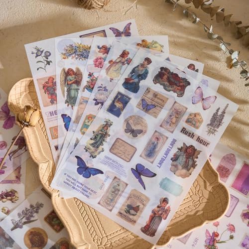 Pre-Cut Vintage Stickers for Journaling, 550+ Washi Sticker Book for Scrapbooking Ephemera for Junk Journal Supplies, Aesthetic Butterfly Flower Label Scrapbook Stickers for Adults DIY Arts Crafts - Image 4