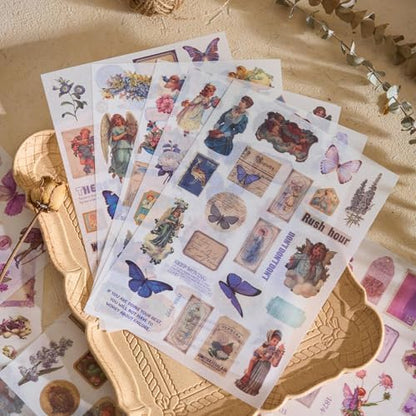 Pre-Cut Vintage Stickers for Journaling, 550+ Washi Sticker Book for Scrapbooking Ephemera for Junk Journal Supplies, Aesthetic Butterfly Flower Label Scrapbook Stickers for Adults DIY Arts Crafts - Image 4