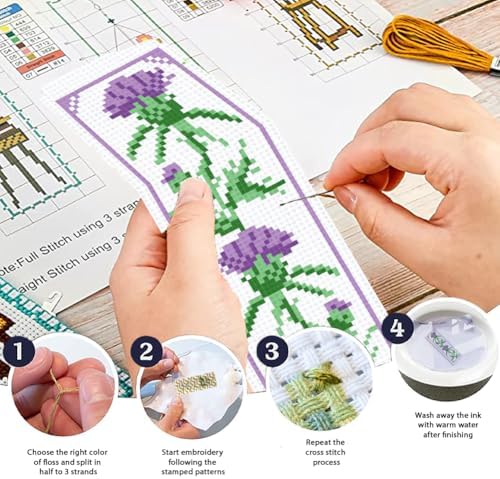 ORIGACH 6 Set Cirsium Cross Stitch Bookmark Kit for Beginner - Image 4