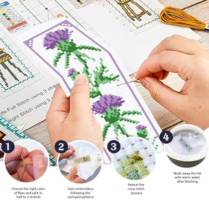 ORIGACH 6 Set Cirsium Cross Stitch Bookmark Kit for Beginner - Image 4