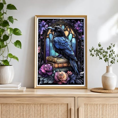 NXIKYO Framed Blue Raven Paint by Numbers Kit for Adults Beginner, Gothic Books Easy Paint by Numbers Canvas with Frame, DIY Painting Kit for Relaxing Home Wall Decor Gift 8x12 Inch - Image 7