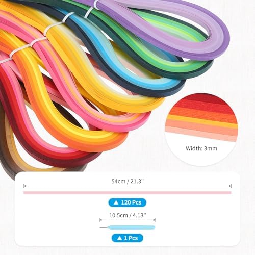 MECCANIXITY Paper Quilling Kit, 21.3 Inch 3mm Paper Quilling Strips with Blue Pen for Beginners DIY Hand Crafts Teaching Tools Flower Decoration(Red, Pack of 120) - Image 2