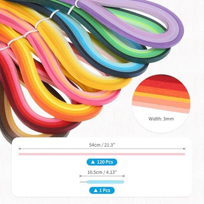 MECCANIXITY Paper Quilling Kit, 21.3 Inch 3mm Paper Quilling Strips with Blue Pen for Beginners DIY Hand Crafts Teaching Tools Flower Decoration(Red, Pack of 120) - Image 2
