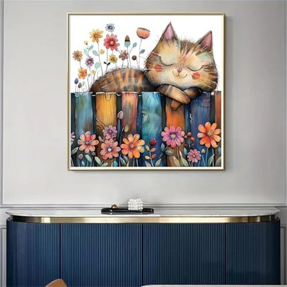 Cat Flowers Stamped Cross Stitch Kits for Adults Beginner, Counted Cross Stitch Kits Printed Stitching Cute Patterns Dimensions Needlepoint Art Crafts Embroidery Kits for Adults - Image 3