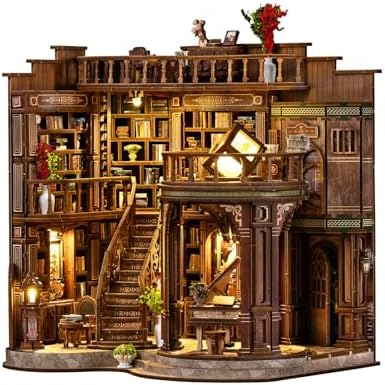DIY Miniature House Kit, Mini House Building Kit, DIY Book Nook Kit, Tiny Model House for Adults to Build, Beginner 3D Wooden Book Nook, for Family Friends (Book Hall) by JCSY