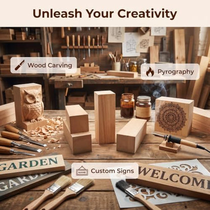 4Pcs Unfinished Basswood Blocks-2x2x6 Inch Rectangular Linden Wood Blocks for DIY Carving,Whittling Blocks,DIY Crafts,Natural untreated Wood Pieces (2×2×6in, 4PC) - Image 6