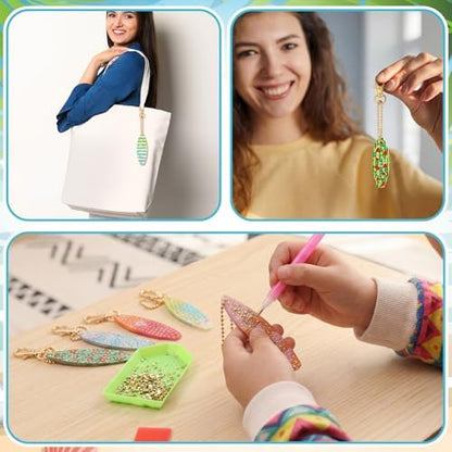 Huquary 30 Pcs Summer Diamond Art Keychains Surfboard Diamond Painting Keychain Kits for Aldults Double Sided 5d Rhinestones Beach Hawaiian Luau Party Hanging Ornaments for Beginners DIY Crafts - Image 6