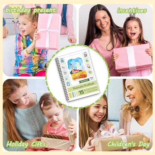Watercolor Workbooks for Adults Beginners & Teens, 16 Colors 15 Beautiful Paintings, Pre-Outlined Designs, Easy Watercolor Art Book（Without Palette Scenery） - Image 5