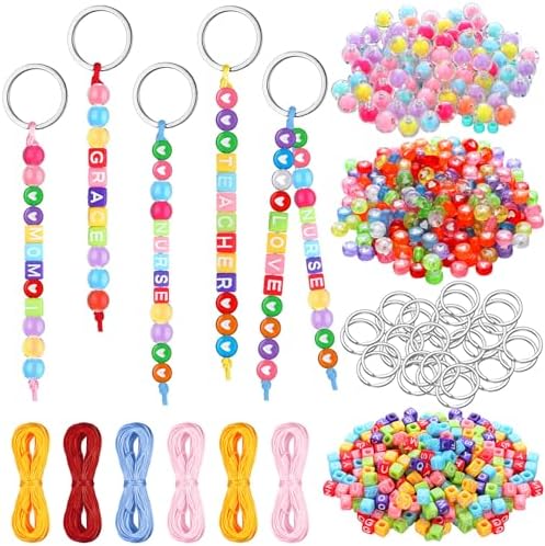 Landical 564 Pcs DIY Bead Keychain Kit Name Beads Key Chain Making Craft by Landical