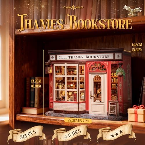 CUTEBEE Book Nook Kit, British Bookstore DIY Miniature House Dollhouse Kit - Image 2
