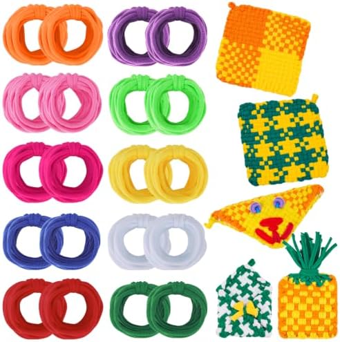 PREBOX Weaving Loom Loop Refill,7 Inch 500 Pcs in 10 Vibrant Colors, Potholder Loops, Loom Refill Loops Craft for Kids by PREBOX