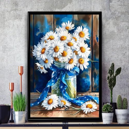 MjhRcll Daisy Stamped Cross Stitch Kits, Flowers Cross Stitch Ornament Kits for Adults Beginners, Counted Embroidery Needlepoint Kits Home Decor 12x16 Inch - Image 3