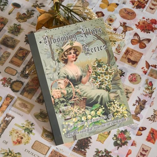 550+ Aesthetic Scrapbook Stickers, Vintage Stickers for journaling Butterfly Plant Flower Nature Washi Sticker Book for Adults, Junk Journal Supplies for DIY Art Collage Album Scrapbooking Planner by Ahmagen