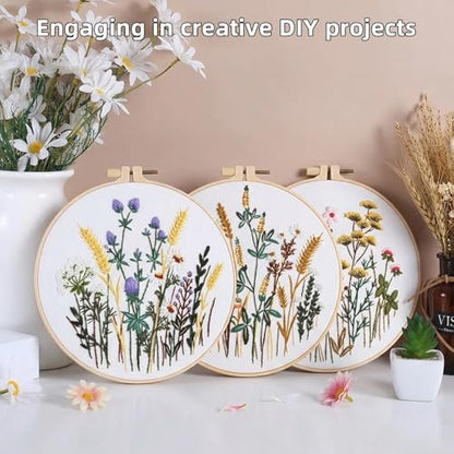 Herdiese Embroidery Kit for Beginners & Adults, 3PCS Floral Patterns. - Image 4