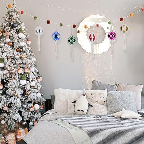FREEBLOSS 6 Set DIY Macrame Christmas Ball Macrame Christmas Ornaments Macramé Kits for Adults Beginners Macramé Supplies for Christmas DIY Crafts Cotton Cord Hanging Ornaments - Image 5