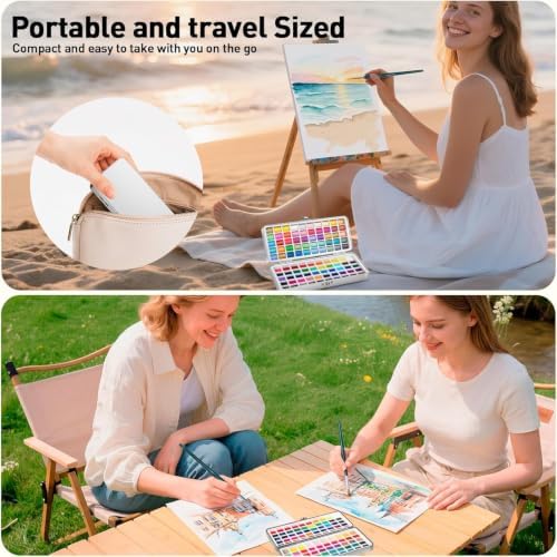 100 Colors Watercolor Paint Set, Travel Water Colors Kit for Artists - Image 5