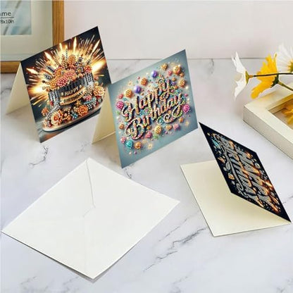 10pcs DIY Diamond Art Greeting Cards Kit with Envelopes&Tools - Create Your Own Sparkling Birthday, Thank You, Holiday Cards for Adults & Beginners(Happy Birthday) - Image 5