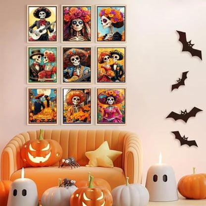 9 Piece Halloween Paint by Numbers Kit for Adults Canvas, Frameworkless - Image 4