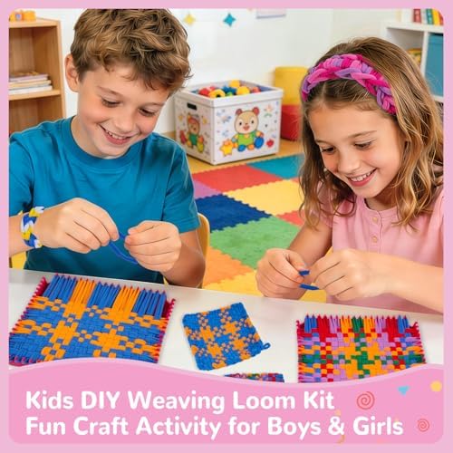 PREBOX Weaving Loom Kit Toys for Kids and Adults, Potholder Loops Crafts for Girls Ages 6 7 8 9 10 11 12, 7" Pot Holder Loom Knitting Kits and Gifts for Kids and Beginners, Make 6 Masterpieces - Image 2