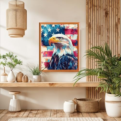 Lxmsja American Flag Paint by Numbers Kit for Adults, Bald Eagle Acrylic Paint by Numbers for Adults Beginner, DIY Craft Supplies Oil Painting Kits for Home Wall Decor 16x20 inch (No Frame) - Image 4