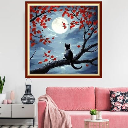Redxing Stamped Cross Stitch Kits Embroidery kit for Beginners Adults Full Range of Embroidery Patterns Starter Kits DIY Printed Cross Stitch Kits Needlepoint Kits 11CT-Cat Admiring Moon 18x18 inchs - Image 2