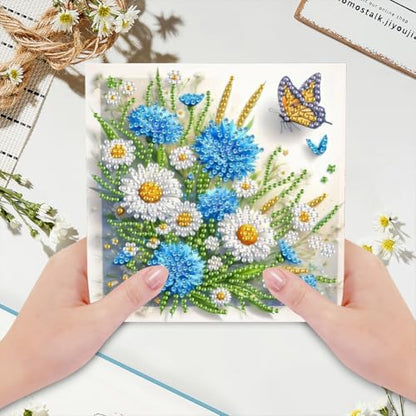 jinglinhh 6pcs Flowers Daisy Lily Daffodils Diamond Art Painting Greeting Cards with Envelopes, DIY Card Making Kits for Adults, Diamond Art Postcards Christmas Cards Craft Gifts - Image 5