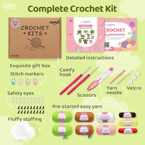 Mewaii Crochet Kit for Beginners, 9 Pack Plant Kit Craft Set - Image 5