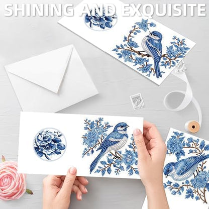 C'eitura 12Pcs Butterfly & Bluebird Diamond Art Painting Greeting Card Kit with Envelopes, DIY Nature Theme Christmas Birthday Thanksgiving Card Making Set, Garden Inspired Handmade Card Craft - Image 6